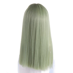Long Straight Wig with Bangs Light Green Synthetic Hair Wig Cosplay Lolita