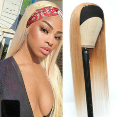 Long Straight #613 Blonde With Headband wig Synthentic Heat Resistant Remy