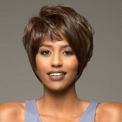 Short Wig Brown Color Synthetic Hair Natural Wigs for Women Pixie Cut Wig