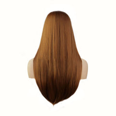 Brown Straight Headband Wig Long Heat Safe Daily Wear Synthetic Hair Party Wigs