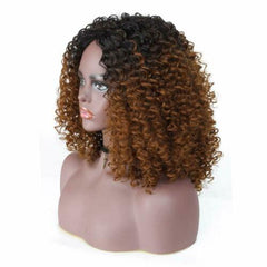Sexy Women's Bob Wig Full Afro Kinky Curly Wigs Ombre Brown Wig Synthetic Party
