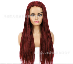 Long Box Braid Wig Synthetic hair Wigs Black Daily Use Heat Resistant Natural