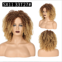 Black Blonde Ombre Afro Kinky Curly Wig Short Synthetic Hair Full Curly Wigs for Black Women