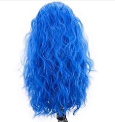 Long Wavy Wigs for Women Blue High Temperature Fiber Synthetic Lace Front Wigs