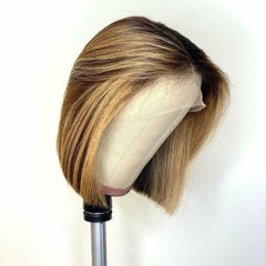 Sexy Brazilian Ombre Blonde Short Straight Bob Lace Front Wig Synthetic Glueless