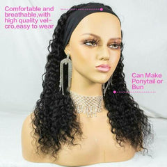 HeadBand Wig Curly Human Hair Wig None Lace Front Wigs for Black Women Deep Wave