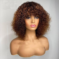 Short Curly Afro Wig With Bangs for Black Women Kinky Curly Heat Safe Dress Wigs
