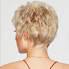 Short Pixie Cut Wigs Ombre Blonde Synthetic Hair Wig with Bangs Heat Resistant