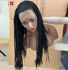 Long Box Braid Wig Synthetic hair Lace Front Wigs Black Daily Use Heat Resistant