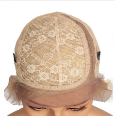 Light Blonde Human Hair Wigs Short Pixie Cut Wig None Lace Natural