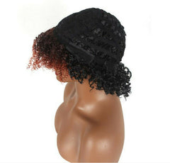 Short Afro Curly Wigs for Black Women Kinky Curly Fluffy Hair Wig Ombre Brown