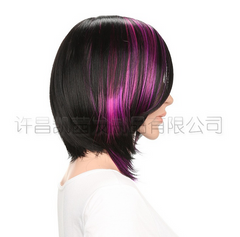 Partial wig ladies bob head oblique bangs chemical fiber wig Synthetic straight wigs