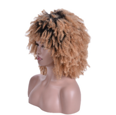 Afro Kinky Curly Dark Root Blonde Synthetic Wigs for Black Womans Wigs Party