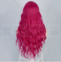 4*2 Lace Front Wigs Rose Pink Purple Body Wave Synthetic Hot Pink Natural Curly Hair