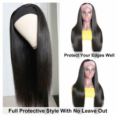 Fashion Long Straight Headband Wig Heat Resistant Synthetic Hair For Black Women
