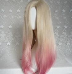 cosplay blonde pink highlights gradient color wig chemical fiber Party Synthetic