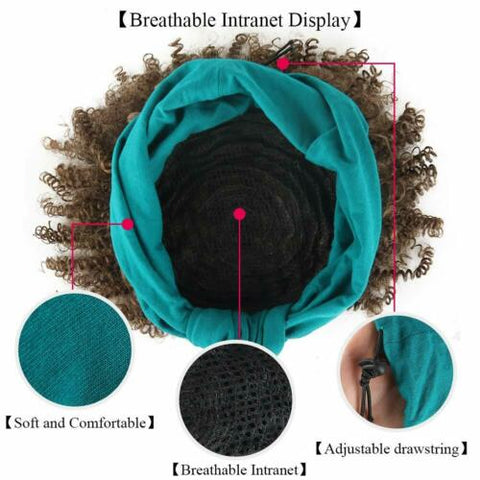 Details about  Brown Headband Wig Short Afro Kinky Curly Wigs for Black Women Wrap Scarf Wig