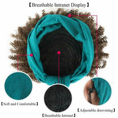 Details about  Brown Headband Wig Short Afro Kinky Curly Wigs for Black Women Wrap Scarf Wig