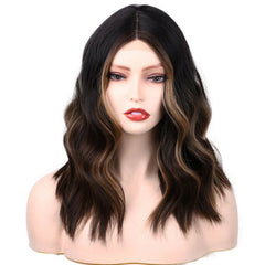 4*2 Lace Front Wigs Bob Wavy Black Brown Highlight Nautral line Synthetic Party Wigs