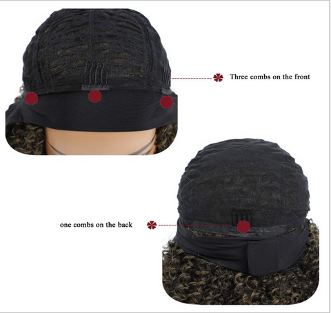 Afro Headband Synthetic Wig Short Afro Kinky Curly Wigs for Black Women Natural