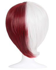 Half Silver White Half Red Cosplay Wig for Halloween