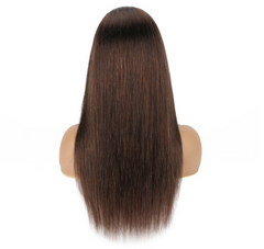 Long HeadBand Wigs Straight Dark Brown Natural Synthetic Wigs for Black Women