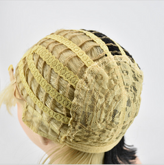 Two Tone Wig With Bang Black Blonde Short Straight Wigs Cosplay Wigs Heat Safe