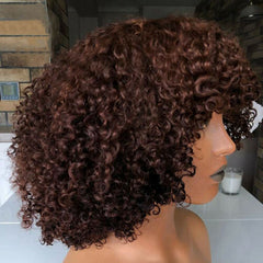 100% Human Hair Wig For Women Jerry Curly Wigs With Bangs Full Machine None Lace