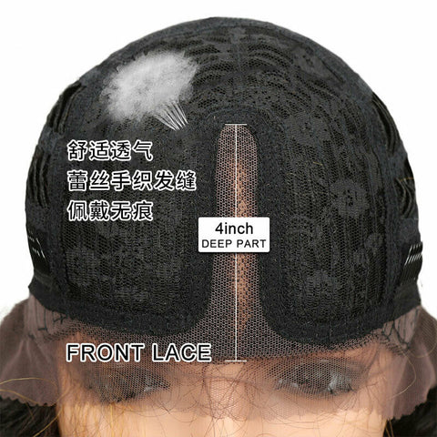 13x4 T Part Lace Front Wigs Grey Brown Straight Synthetic Wig Glueless Daily