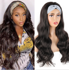 Long Body Wave Headband for Women Natural Black Wavy Synthetic Silk Wigs