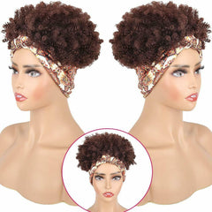 Fashion Natural Headcraft Wig Brown Short Afro Curly Synthetic for Black Women