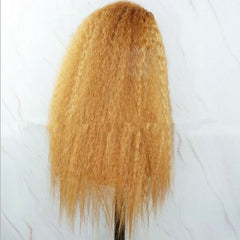 Long Afro Yaki King Curly Wig Gold Color With Headband Wig Synthentic 8 pro