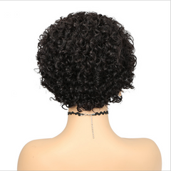 Women Afro Kinky Curly Wigs With Bangs Synthetic Heat Resistant Short Curly Hair