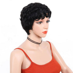Affordable Brazilian Human Hair Wigs for Women Short Curly Wavy Pixie Hair Wig
