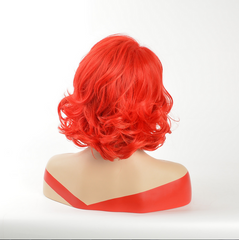 Red Wig Women's Wig Short Bob Long Bob Middle Part Wavy Synthetic Hair With Bang