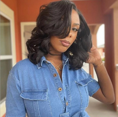 Women Lady Wigs Black Partial Bangs Short Curly Hair Synthetic Full Wigs Natural