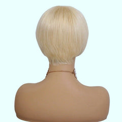 Womens 613 Blonde 100% Remy Human Hair Wigs Short Bob Wig with Bang Machine Made