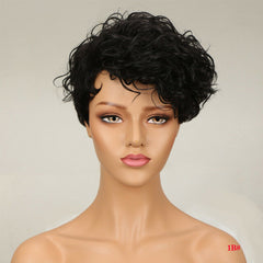 Women Pixie Cut Wig Short Wave Real Human Hair Wig No Lace Wig Natural Hairline