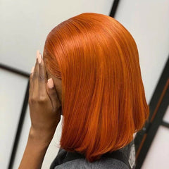 Woman Ginger Orange Bob Wig Lace Front Wig Synthetic Heat Safe Daily Coslpay Use