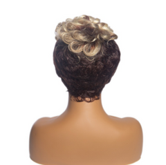 Curly Blonde Black Two Tones For Black Womans Wigs Synthetic Short Daily Wears