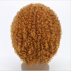 Orange Wigs Short Bob Kinky Curly Wigs with Bangs Curly Cosplay Halloween Wigs