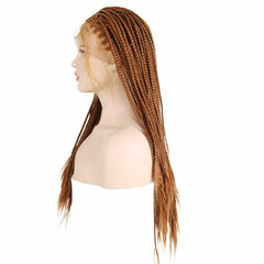 Dark Brown Micro Braiding Synthetic Lace Front Wigs Natural Hairline Fiber Braid