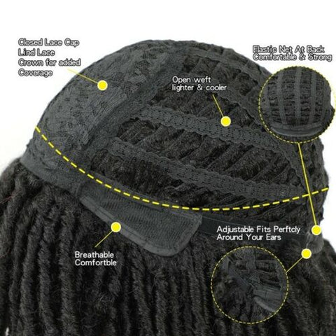 Short Dreadlock Crochet Twist/Afro Kinky CurlySynthetic Wig Braids Bohemian