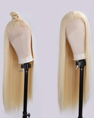 Synthetic Blonde Lace Front Wigs for Women Long Straight Wig Natural Looking Wig for Daily Use Heat Resistant Fiber