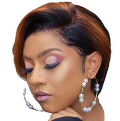 Women Short Straight Brown Black Mixed Bob Style Fashion Synthetic Hair