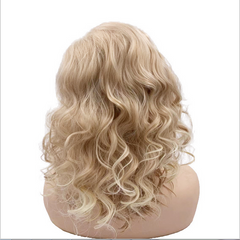 Short Blonde Synthetic No Lace Wigs Body Wave Heat Resistant Natural Hairline
