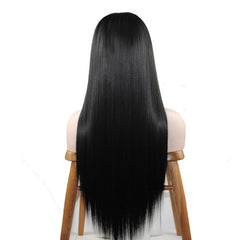 Long Silky Straight Lace Front Wigs Black Synthetic Hair Wig High Temperature