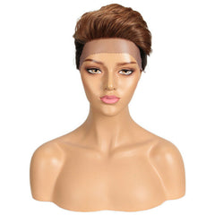 Women Pixie Cut Short Wave Human Hair Lace Wig Machine Made Cap Natural Hairline