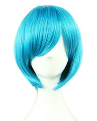 Short Blue Bob Wigs Straight Wigs with Bangs for Women Girls 11 Inch