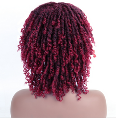 Short Afro Ombre Brwon Dreadlocks Crochet Twist Curly Wig Braids